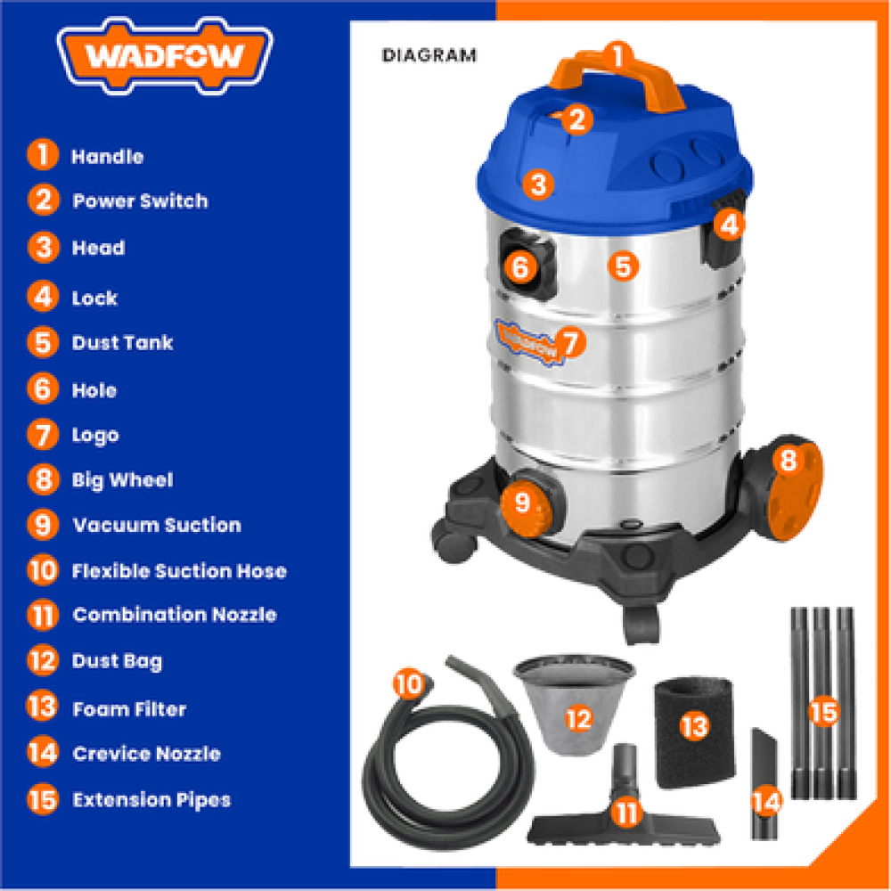 WADFOW WVR4A35 VACUUM CLEANER 1200 WATT
