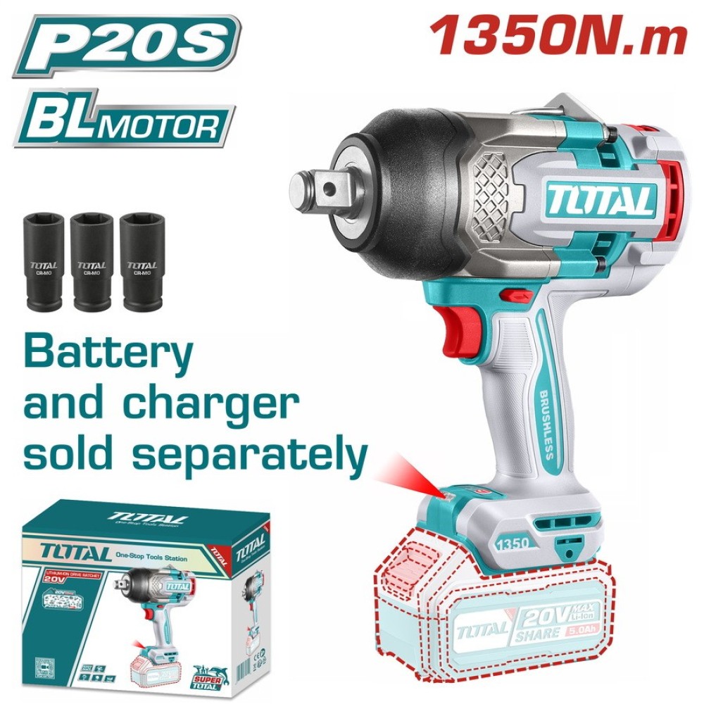 TOTAL TIWLI201351 CORDLESS IMPACT WRENCH 20V INDUSTRIAL