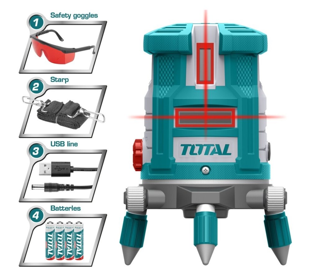 TOTAL 30M SELF-LEVELING LINE RED LASER BEAMS INDUSTRIAL