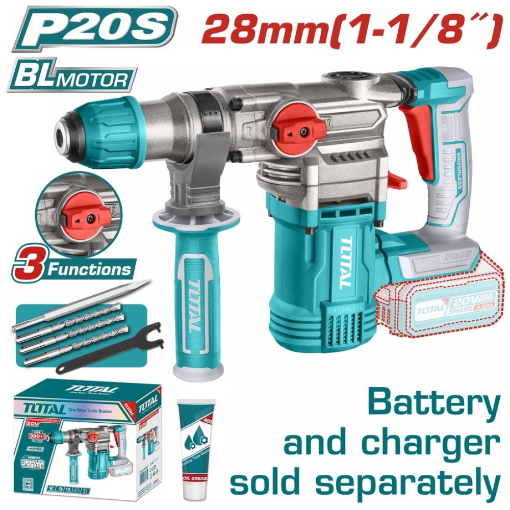 TOTAL LITHIUM-ION ROTARY HAMMER 20V WITHOUT B and C
