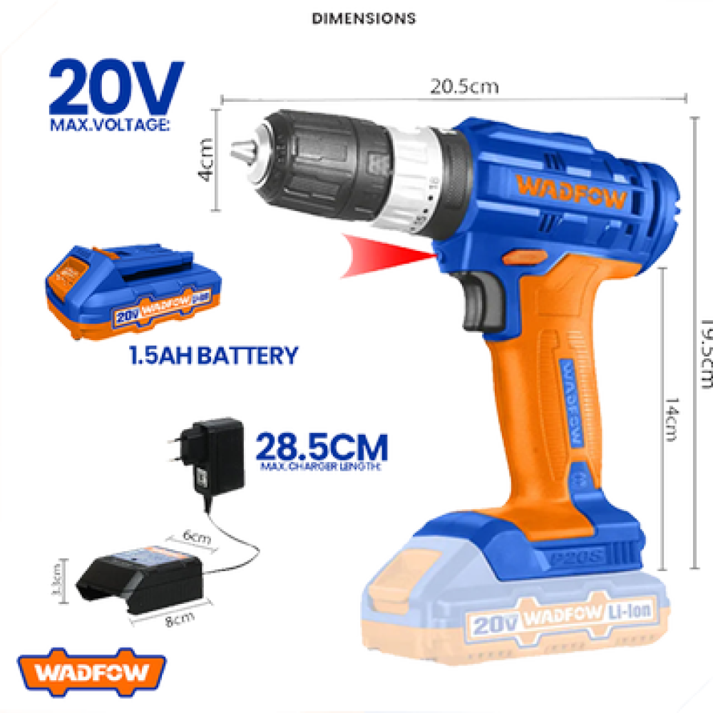 WADFOW 20V LITHUM-ION IMPACT DRILL